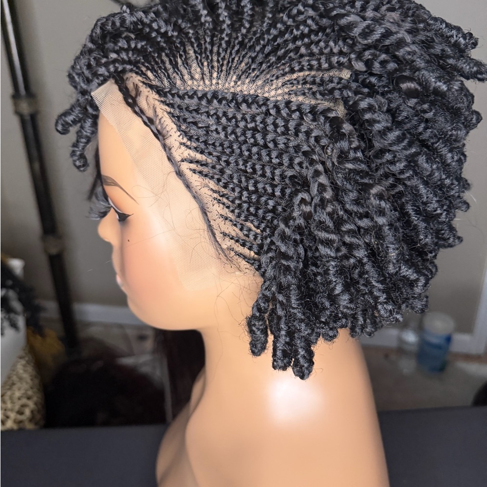 Black Braided Twist Lace Front Wig for Women